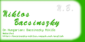 miklos bacsinszky business card